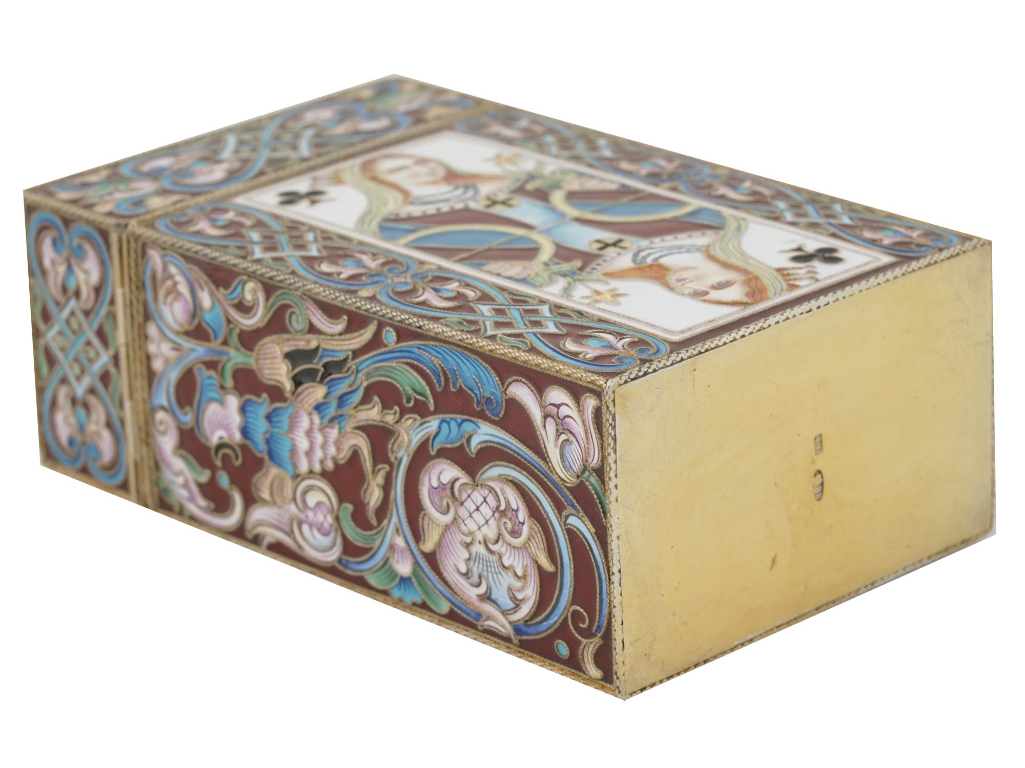 RUSSIAN GILT SILVER CLOISONNE ENAMEL CARD CASE PIC-7